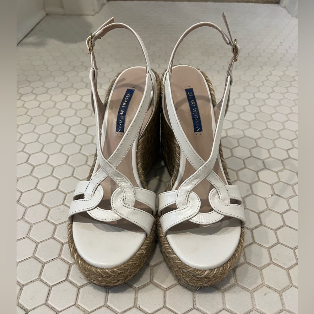 STUART WEITZMAN white espadrille wedges!
